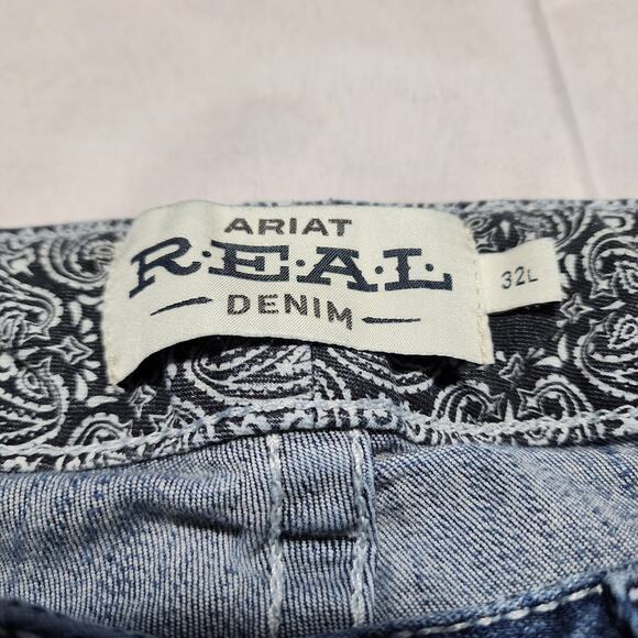 Ariat women's REAL Marine mid rise boot cut jeans entwined 32 L - Picture 2 of 8